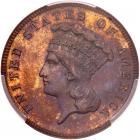 1867 Pattern Three Dollars. Copper, reeded edge. Judd-596. Pollock-660. High Rarity 7