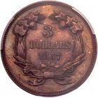 1867 Pattern Three Dollars. Copper, reeded edge. Judd-596. Pollock-660. High Rarity 7 - 2