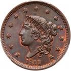 1837 N-11 R1 Head of 1838 PCGS graded MS65 Brown, CAC Approved