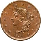 1839 N-5 R2 Booby Head PCGS graded MS64 Brown, CAC Approved