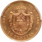 Spain. 10 Pesetas, 1878 (62) DE M PCGS MS66 - 2