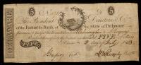 Dover, Delaware. Farmers Bank of the State of Delaware. July 2, 1813. Five Dollars