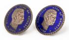 Hawaiiana. Pair of 1883 Hawaiian Blue Enameled Silver Dimes