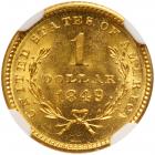 1849 $1 Gold Liberty. No L NGC MS65 - 2