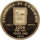 Colombia. 2000, 1500 and 1000 Pesos, 1973 Choice Brilliant Proof - 2