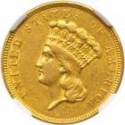 1854-O $3 Gold NGC AU53