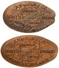 Two 1901 Pan-American Exposition - Electric Tower - Armour & Co. Shield Brand on elogated Indian Head Cents. - 2