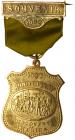 1892 Columbian Exposition Souvenir Badge. Gilt bronze.