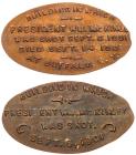 Two 1901 Pan-American Exposition - Temple of Music - McKinley Shot elongated Indian Head Cents. on elongated Indian Head Cents. - 2