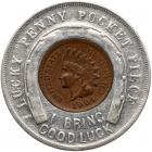 Two 1904 St. Louis World's Fair - Good Luck Encased 1904 Indian Head Cents.