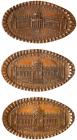 Three 1904 St. Louis World's Fair - U.S. Government Building on Elongated Indian Head Cent. SLWF-19, About Uncirculated, Brown.