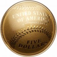 2014-W Baseball Hall of Fame $5 Gold Coin Gem Unc