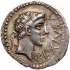 Mauretanian Kingdom. Juba II, with Cleopatra Selene. Silver Denarius (2.96 g), 25 BC-AD 24