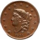 1834 N-1 R1 Sm 8 Lg Stars Med Ltrs PCGS graded MS62 Brown