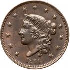 1836 N-1 R1+ PCGS graded MS63 Brown, CAC Approved