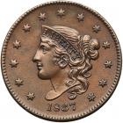 1837 N-8/7 R1 Plain Hair Cord, Med Ltrs PCGS AU Detail Altered Surfaces