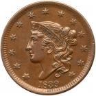 1839 N-2 R2 Head of 1838 PCGS graded MS62 Brown, CAC Approved