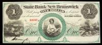 New Brunswick, New Jersey. State Bank at New Brunswick. 18--. $1.00 Crisp Unc