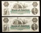 Providence, Rhode Island. Bank of America. $2.00 Notes (2) Crisp Unc