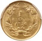 1856 $1 Gold Indian. Slanting 5 - 2