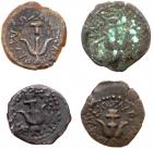 4-Piece Lot of Bronze Prutot of Alexander Jannaeus, 104-76 BC - 2