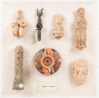 Collection of 7-Piece, Multicultural Antiquities Celebrating " The Mother-Goddess", Beautifully Presented in Custom Shadowbox