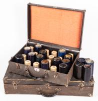 Two Early 20th Century Wax Cylinder Suitcases One Medium and One Large Each With a Number of Wax Cylinders included