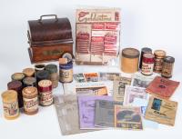 Antique Phonograph Collection; 45+ Wax Cylinders, Rare Tin Needle Containers, Decca Needle Sharpener, Counter Card, Brochures, A