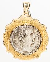 WITHDRAWN - Ancient Roman Coin Pendant. Roman Empire Silver Tetradrachm. Emperor Caesar Augustus