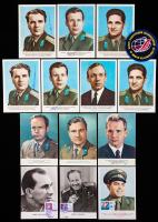 Soviet/Russian Cosmonauts: Autographed Vintage Portrait Postcards, Vostok, Voskhod & Soyuz, 20 Total + 2 Cloth Patches Gagarin T