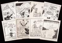 41 Vintage Original Hand Drawn Single Panel Political Cartoons by Award Winning Artist, John Shevchik