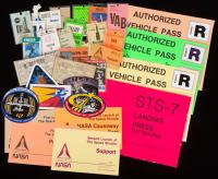 Trove of Personnel Badges, Many Laminated, 300 NASA & Aerospace Permits and Badges, 22 Windshield Launch Passes and 350+ Decals