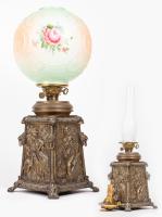 Four-Sided Antique Oil Lamp from The Adams & Westlake Co. Chicago Boasting 4 High Relief Panels of Deer, Herons, an Owl and Swan