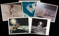 Great Collection of Apollo Astronaut Signed Stills of Either The Lunar Modules or Command Modules. Five Moonwalkers, Five Stills