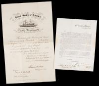 Two Civil War Era Documents: 1864 Secretary of Navy, Gideon Welles and In 1861, James M. Greene President of Naval Asylum