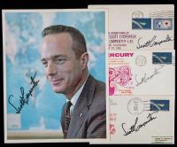 Scott Carpenter Collection, Six Signed Pieces Including NASA Mercury Seven Color Portrait and Three Mercury Commemorative Covers