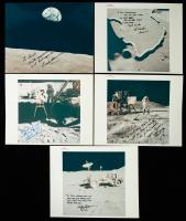 Apollo 15 and 16: 5 Inscribed and Signed Photos to Dick Underwood, Worden, Scott, Young and Duke. (Three Moonwalkers) + Frank Bo