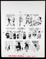 MAD Magazine: Full Suite of 5 Original Illustrated Panels: "The Lighter Side of High School Football" by 50 Year Veteran of MAD,