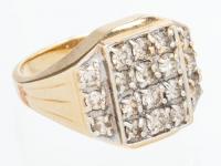 Gent's 12K Yellow Gold and Flat Faced Diamond Ring with Approximately 1 Carat of Imperfect Diamonds.