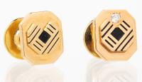 Two 14K Yellow Gold Corporate Pins one with Accent Diamond