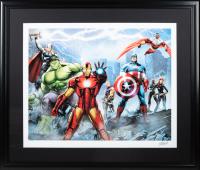 Avengers Fine Art Giclee "Defenders" #13 of an Edition of 100 Signed by Stan Lee ca. 2012, Near Pristine.