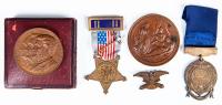 1892 Grant's Tomb Medallion in Original Leather Box, 2nd 1864 Medallion, + Three Grand Army of the Republic Medals in Superb Con