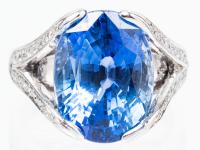 Lady's Sapphire Diamond Platinum Ring