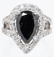 Lady's Black Diamond Colorless Diamond 14K White Gold Ring