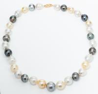 Multi Colored Baroque Pearl 14K Yellow Gold Necklace