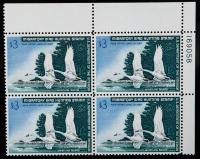 1966, $3 Whistling Swans Mint N.H. Plate Block (Sc RW33)