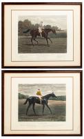 Two Engravings Celebrating Gentleman's Horse Racing, Both Published in 1866, "Returning to Weigh" and "The Run In"