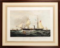 Vintage 19th Century Hand Colored Engraving of Steam Frigate Cyclops, Published 1857 by Ackerman & Comp.