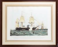 1856 Hand Colored Engraving of "H.M. War Steam Frigate The TERRIBLE of 1847 Tons & 800 Horse power"