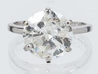 14K White Gold Round Brilliant Cut Solitaire Approximately 3Â½ Carats